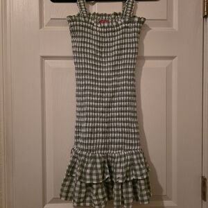 NWT GUESS Green and White Tiffany Smocked Dress